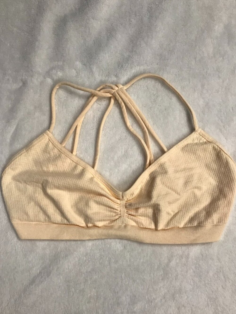 Free People Intimately Bralette M/L Peach Ribbed Textured NWOT Boho